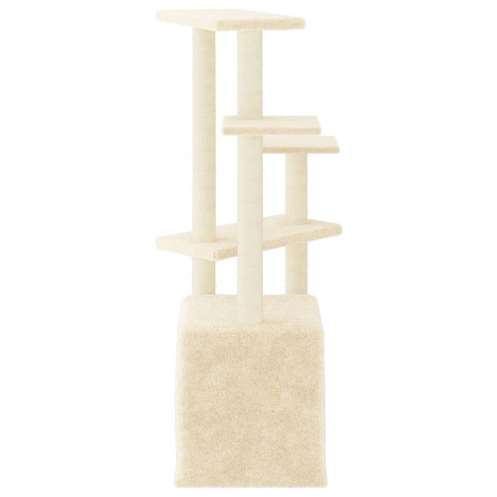 Kattetre med klorestolper i sisal kremhvit 107,5 cm