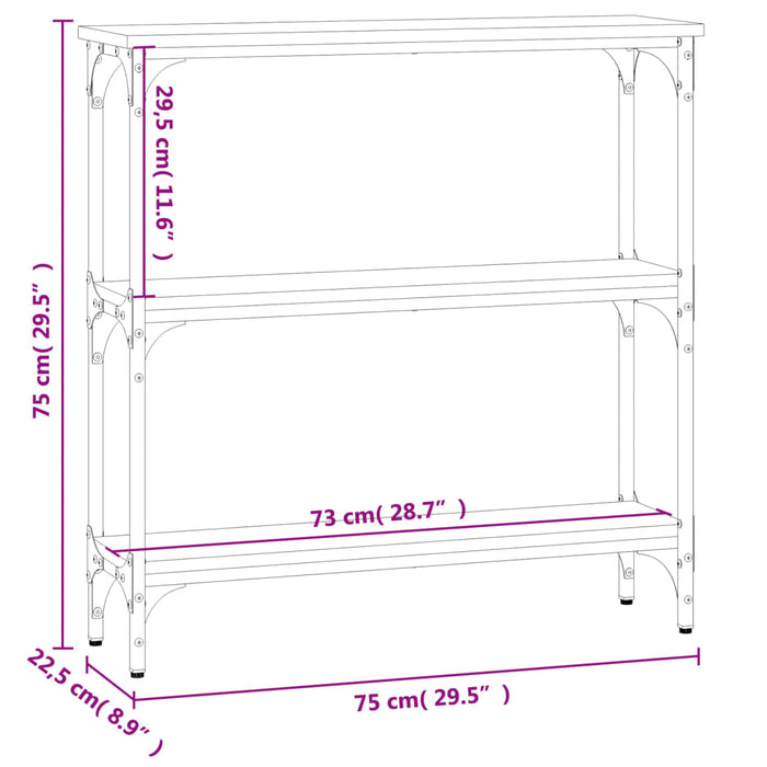 Konsollbord sonoma eik 75x22,5x75 cm konstruert tre