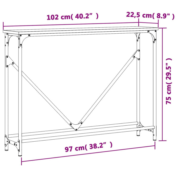 Konsollbord svart 102x22,5x75 cm konstruert tre