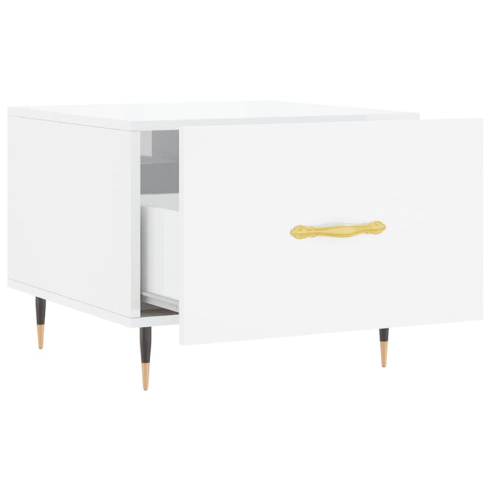 Salongbord høyglans hvit 50x50x40 cm konstruert tre