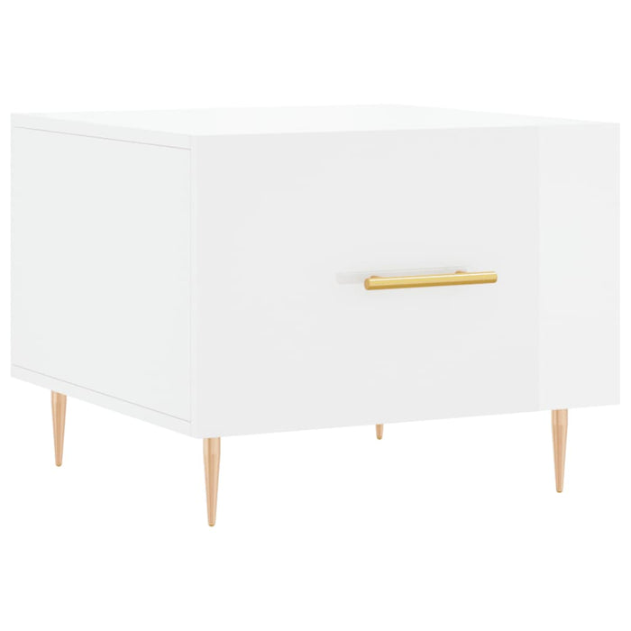 Salongbord høyglans hvit 50x50x40 cm konstruert tre