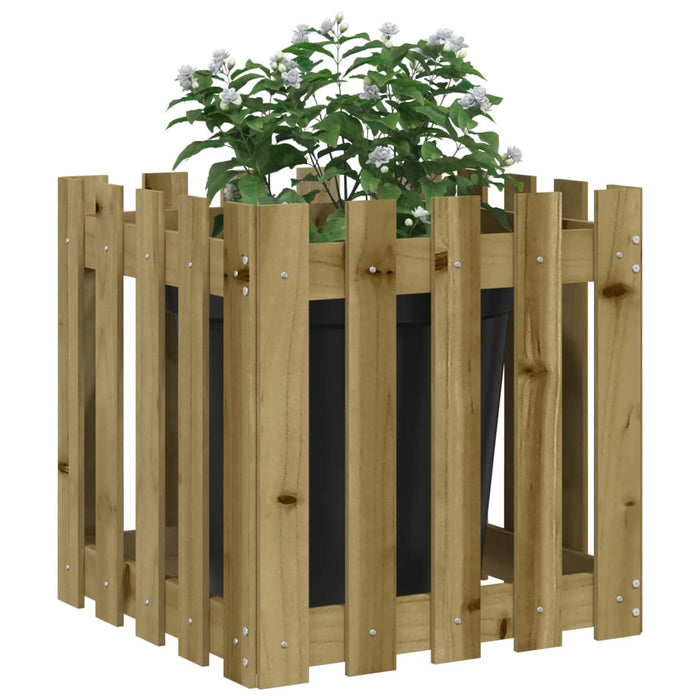 Plantekasse med gjerdedesign 50x50x50 cm impregnert furu