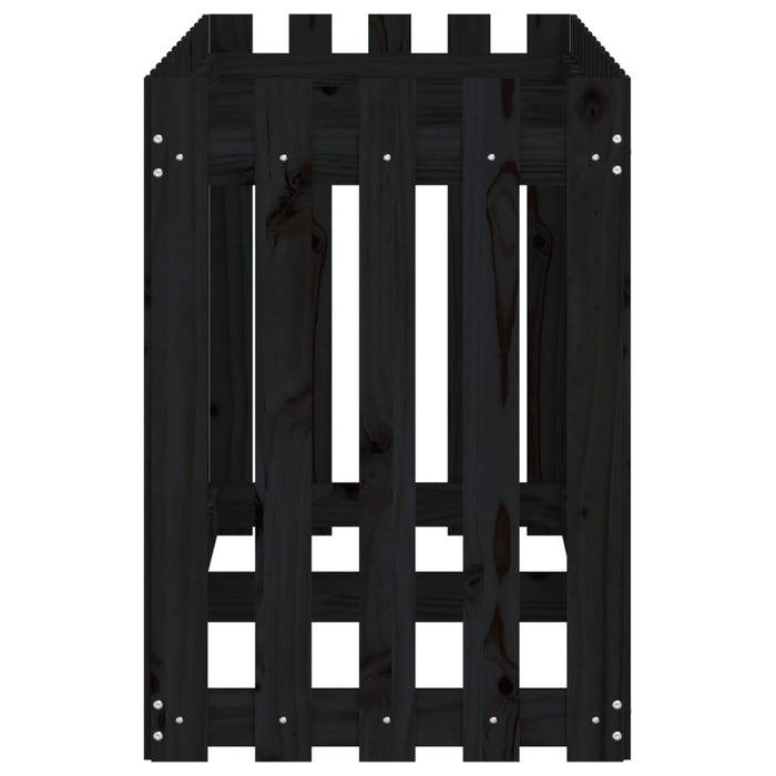 Høybed med gjerdedesign svart 150x50x70 cm heltre furu