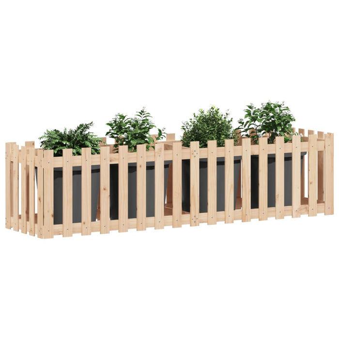 Plantekasse med gjerdedesign 200x50x50 cm heltre furu