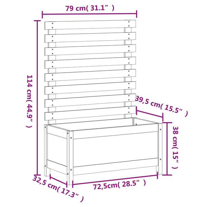 Hageplantekasse med stativ 79x39,5x114 cm heltre furu