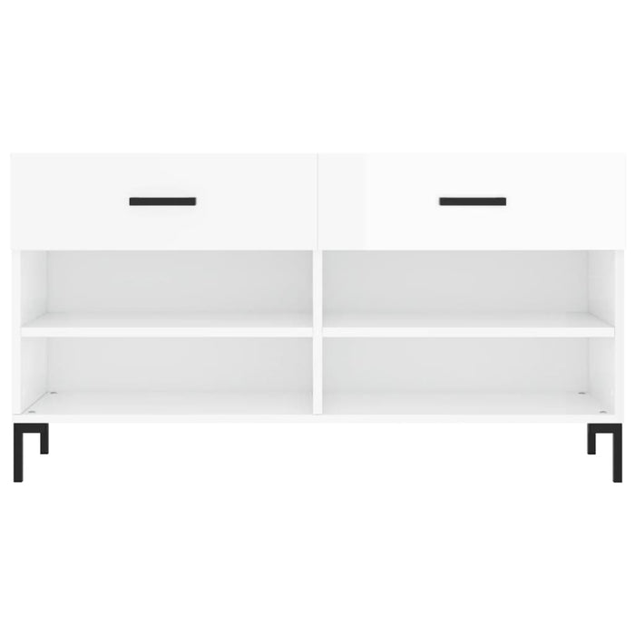 Skobenk høyglans hvit 102x35x55 cm konstruert tre