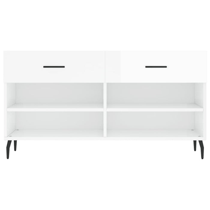 Skobenk høyglans hvit 102x35x55 cm konstruert tre