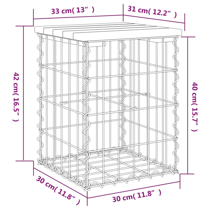 Hagebenk gabiondesign 33x31x42 cm heltre douglasgran