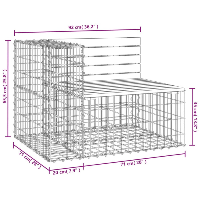 Hagebenk gabiondesign 92x71x65,5 cm heltre furu