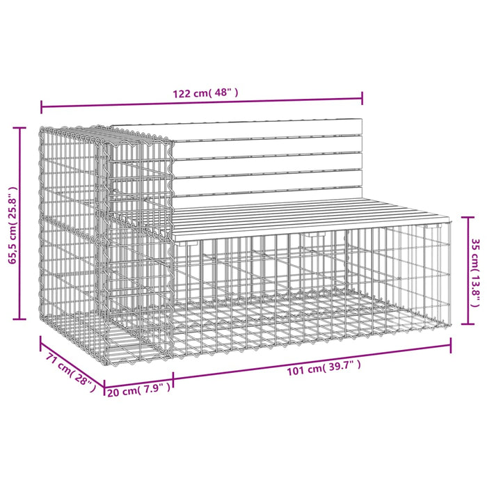 Hagebenk gabiondesign 122x71x65,5 cm heltre douglasgran