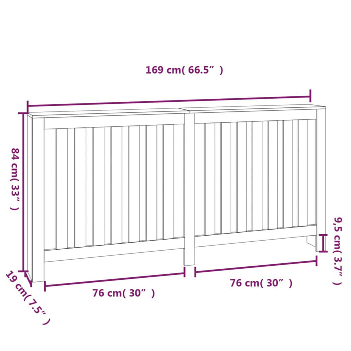 Radiatordeksel 169x19x84 cm heltre furu