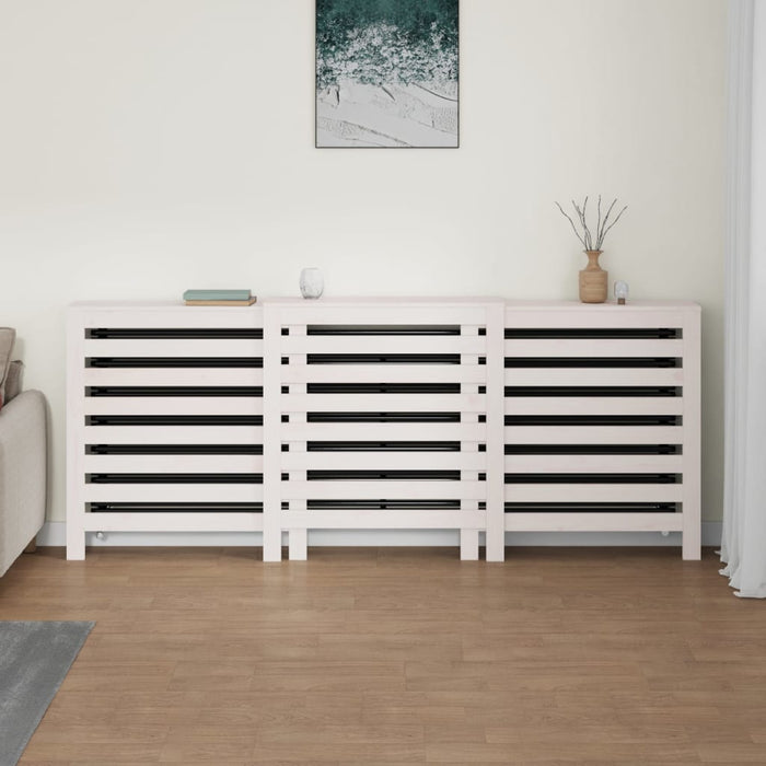 Radiatordeksel hvit 210x21x85 cm heltre furu