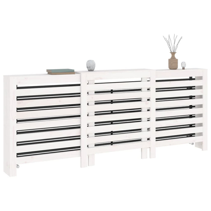 Radiatordeksel hvit 210x21x85 cm heltre furu