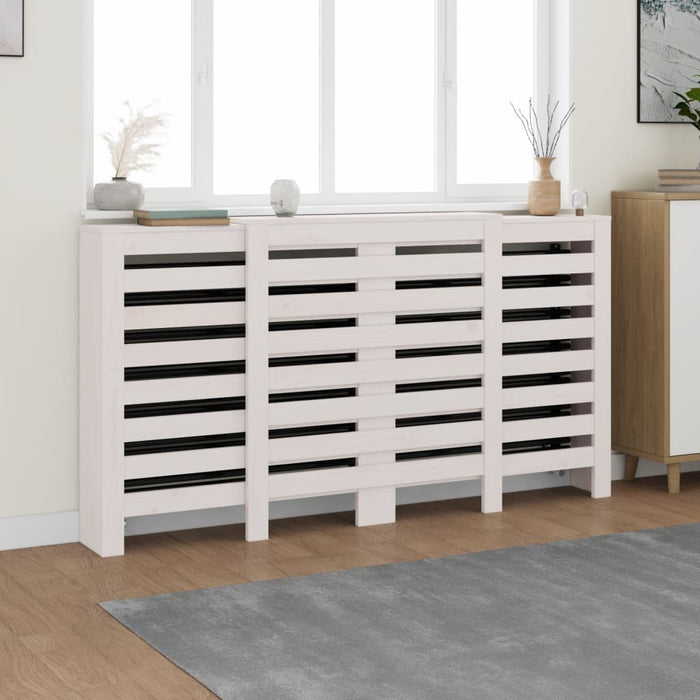 Radiatordeksel hvit 210x21x85 cm heltre furu