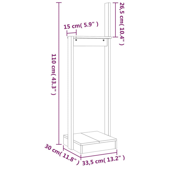 Vedstativ 33,5x30x110 cm heltre furu