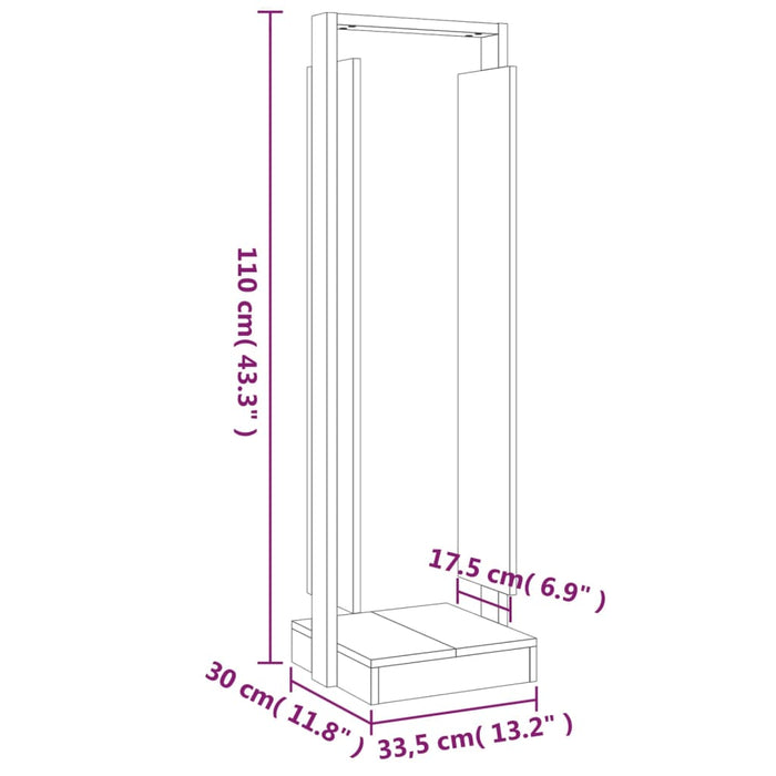 Vedstativ 33,5x30x110 cm heltre furu