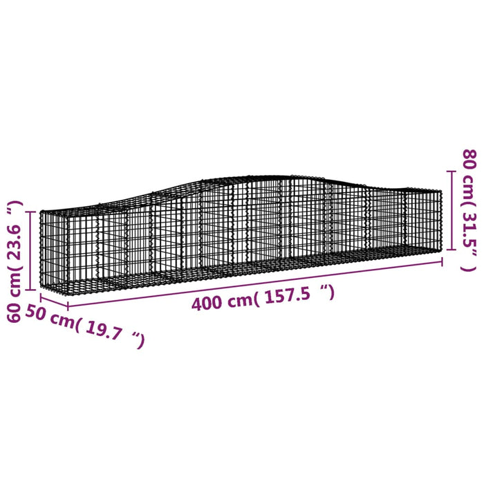 Gabionkurver buede 15 stk 400x50x60/80 cm galvanisert jern