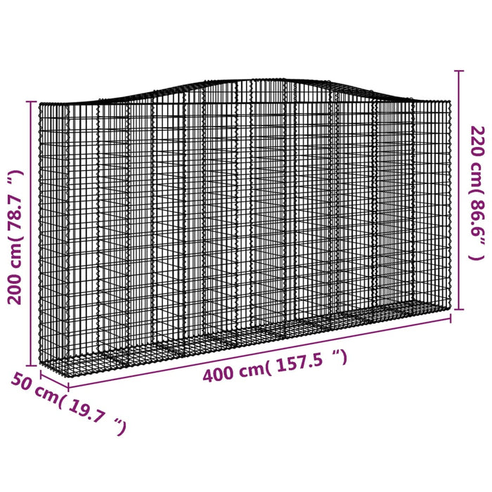 Gabionkurver buede 2 stk 400x50x200/220 cm galvanisert jern