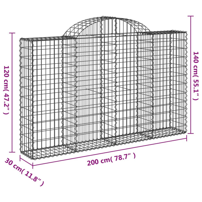 Gabionkurver buede 13 stk 200x30x120/140 cm galvanisert jern