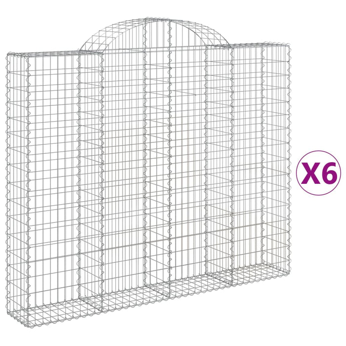 Gabionkurver buede 6 stk 200x30x160/180 cm galvanisert jern