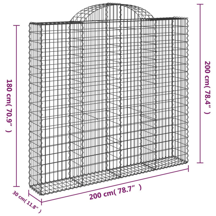 Gabionkurver buede 5 stk 200x30x180/200 cm galvanisert jern