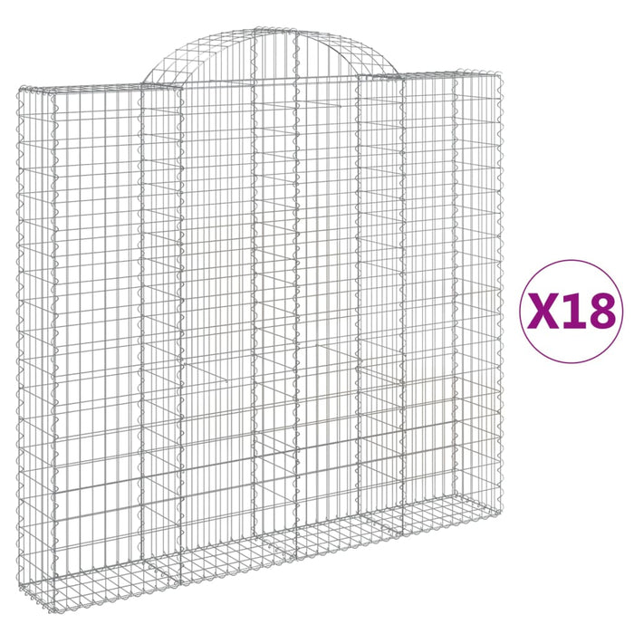 Gabionkurver buede 18 stk 200x30x180/200 cm galvanisert jern