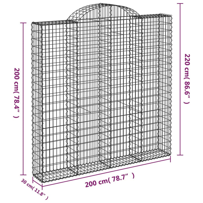 Gabionkurver buede 2 stk 200x30x200/220 cm galvanisert jern