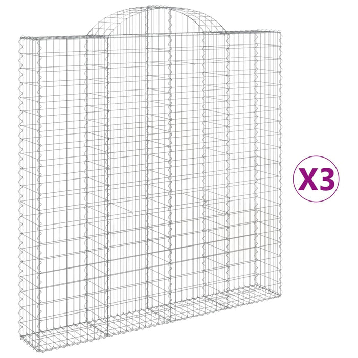 Gabionkurver buede 3 stk 200x30x200/220 cm galvanisert jern