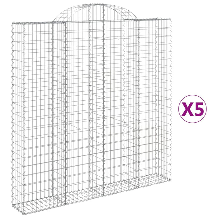 Gabionkurver buede 5 stk 200x30x200/220 cm galvanisert jern