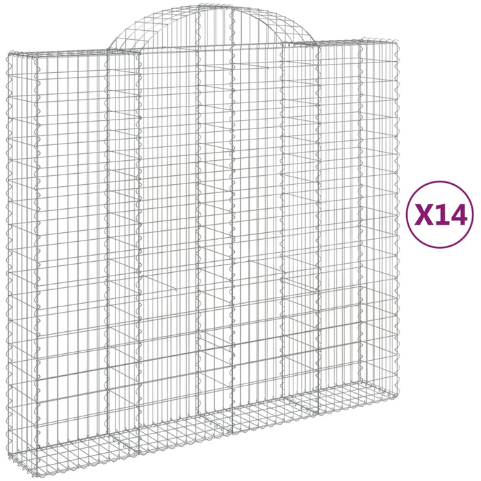 Gabionkurver buede 14 stk 200x50x180/200 cm galvanisert jern