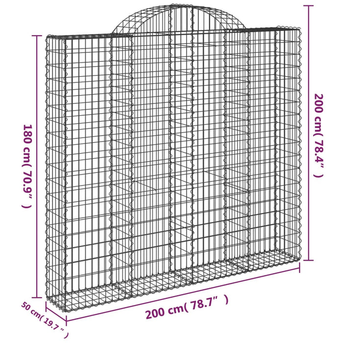 Gabionkurver buede 14 stk 200x50x180/200 cm galvanisert jern