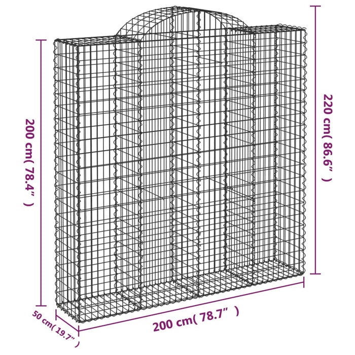 Gabionkurver buede 9 stk 200x50x200/220 cm galvanisert jern