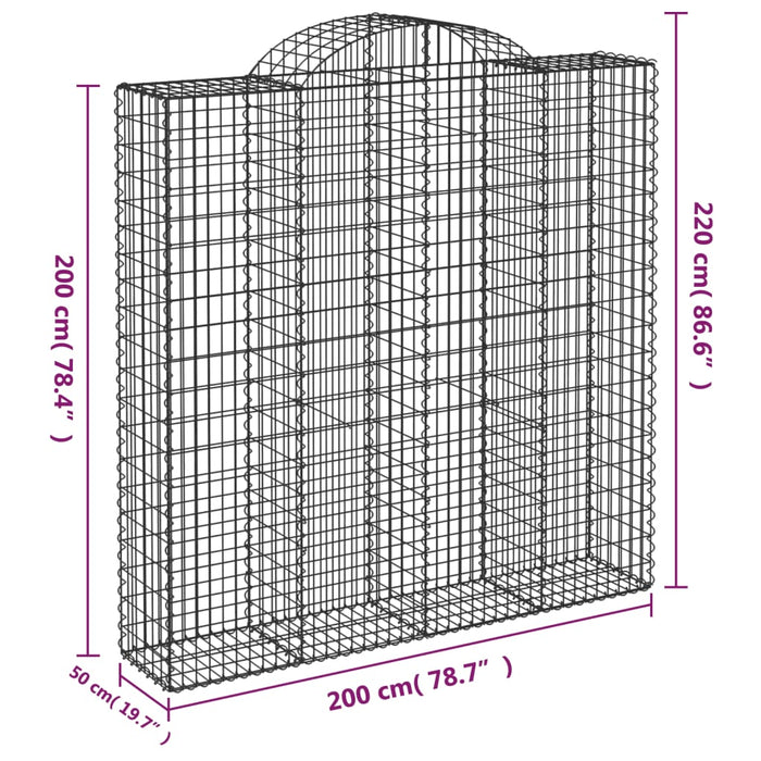 Gabionkurver buede 13 stk 200x50x200/220 cm galvanisert jern