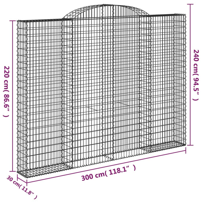 Gabionkurver buede 4 stk 300x30x220/240 cm galvanisert jern