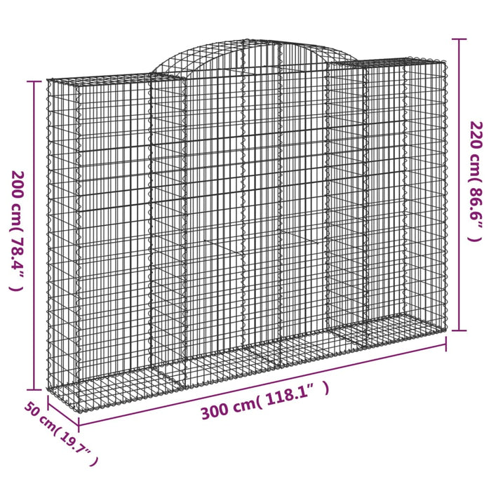 Gabionkurver buede 5 stk 300x50x200/220 cm galvanisert jern