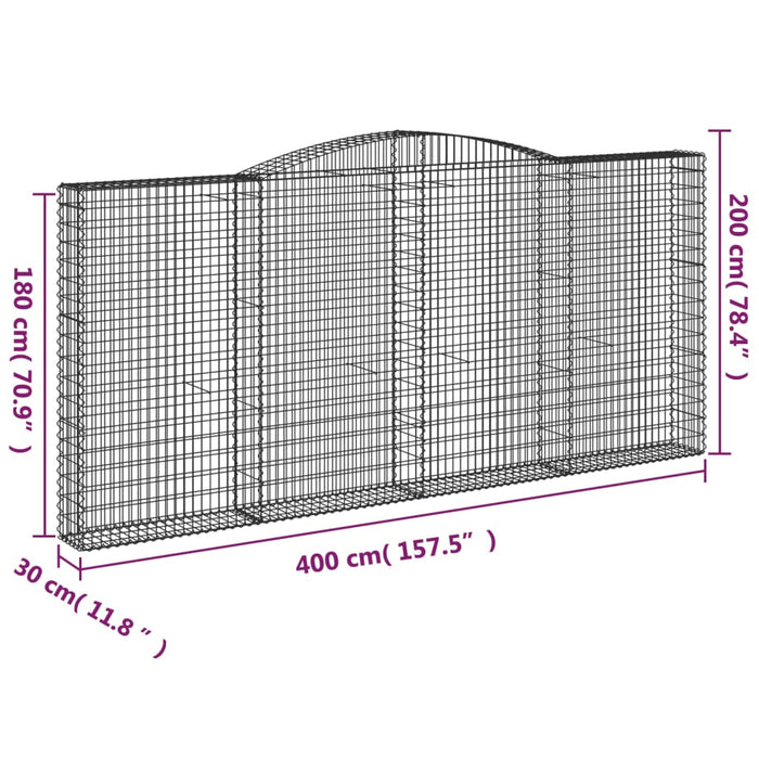 Gabionkurver buede 15 stk 400x30x180/200 cm galvanisert jern