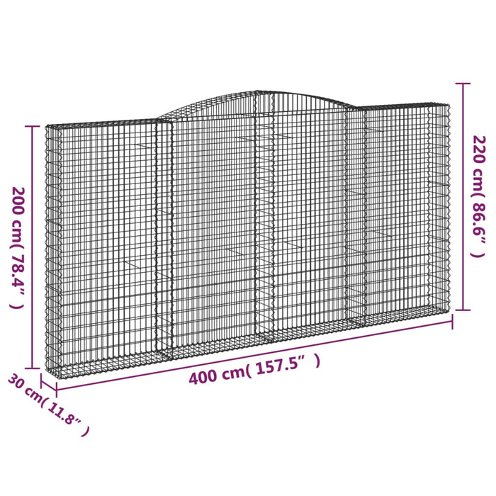 Gabionkurver buede 6 stk 400x30x200/220 cm galvanisert jern