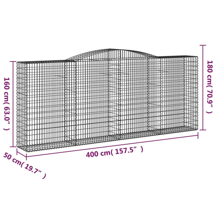 Gabionkurver buede 15 stk 400x50x160/180 cm galvanisert jern