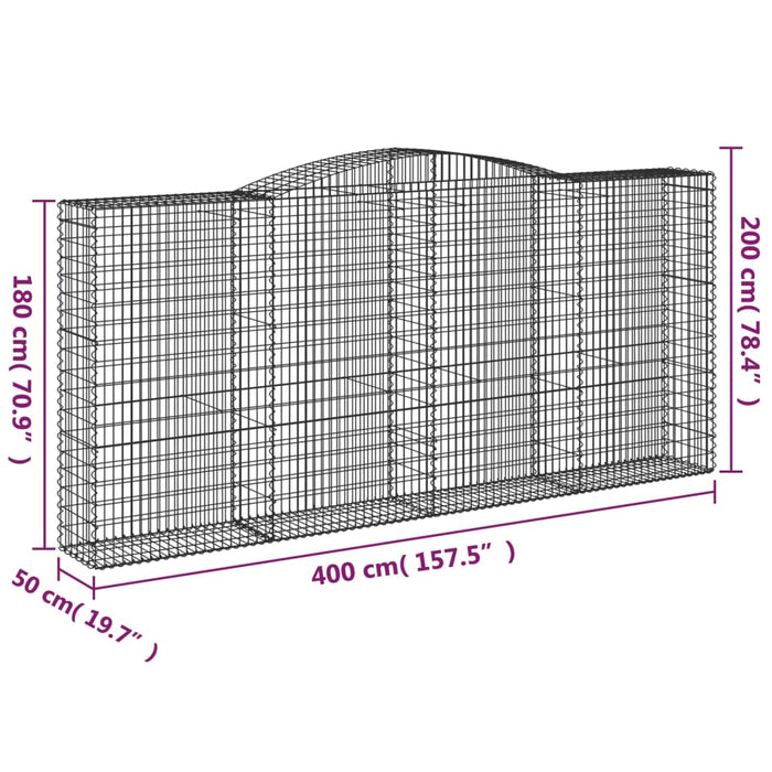 Gabionkurver buede 15 stk 400x50x180/200 cm galvanisert jern