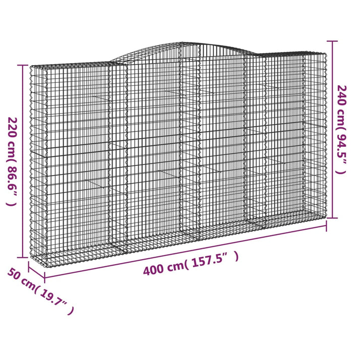 Gabionkurver buede 10 stk 400x50x220/240 cm galvanisert jern