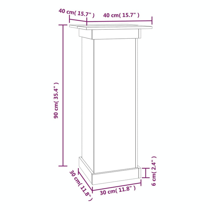 Blomsterstativ 40x40x90 cm heltre furu