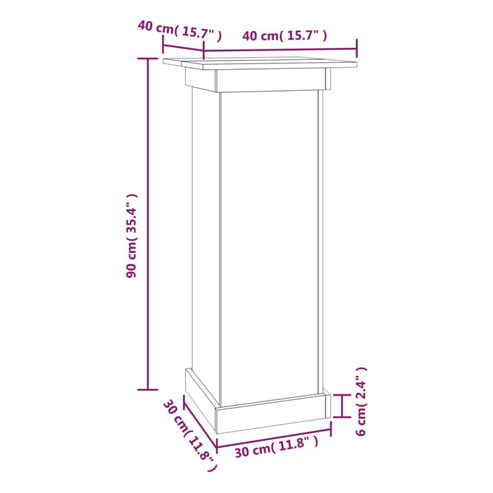 Blomsterstativ hvit 40x40x90 cm heltre furu