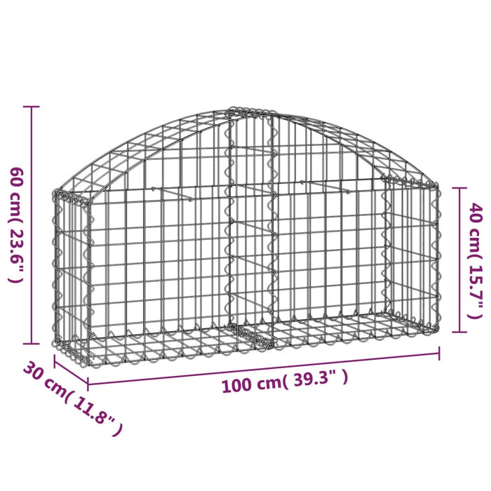 Gabionkurv buet 100x30x40/60 cm galvanisert jern