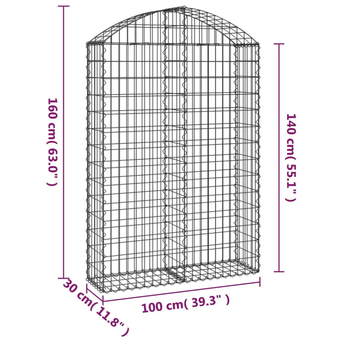 Gabionkurv buet 100x30x140/160 cm galvanisert jern