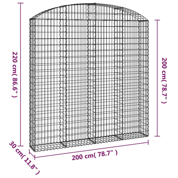 Gabionkurv buet 200x30x200/220 cm galvanisert jern