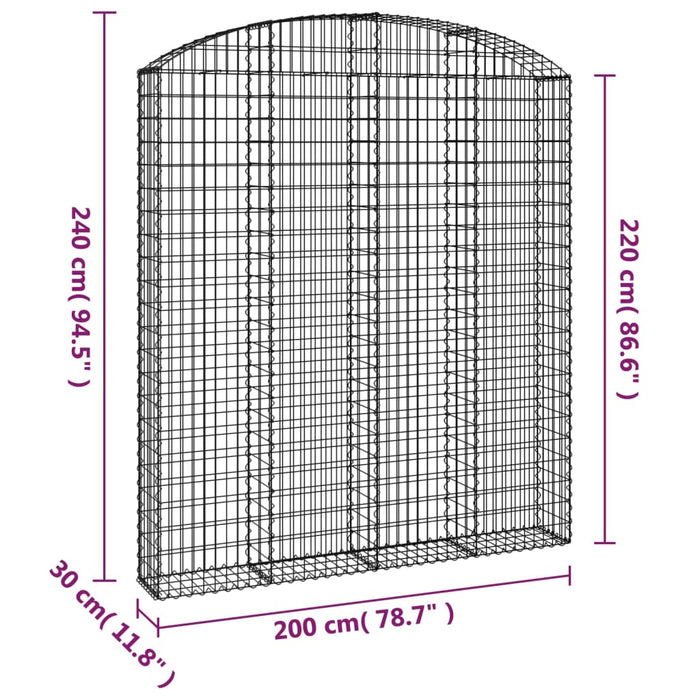 Gabionkurv buet 200x30x220/240 cm galvanisert jern