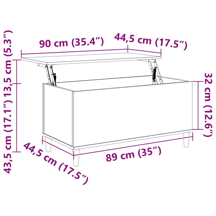 Salongbord betonggrå 90x44,5x45 cm konstruert tre