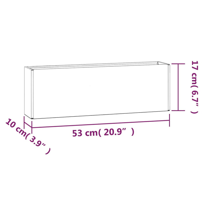 Vegghengte plantekasser 2 stk rust 53x10x17 cm cortenstål