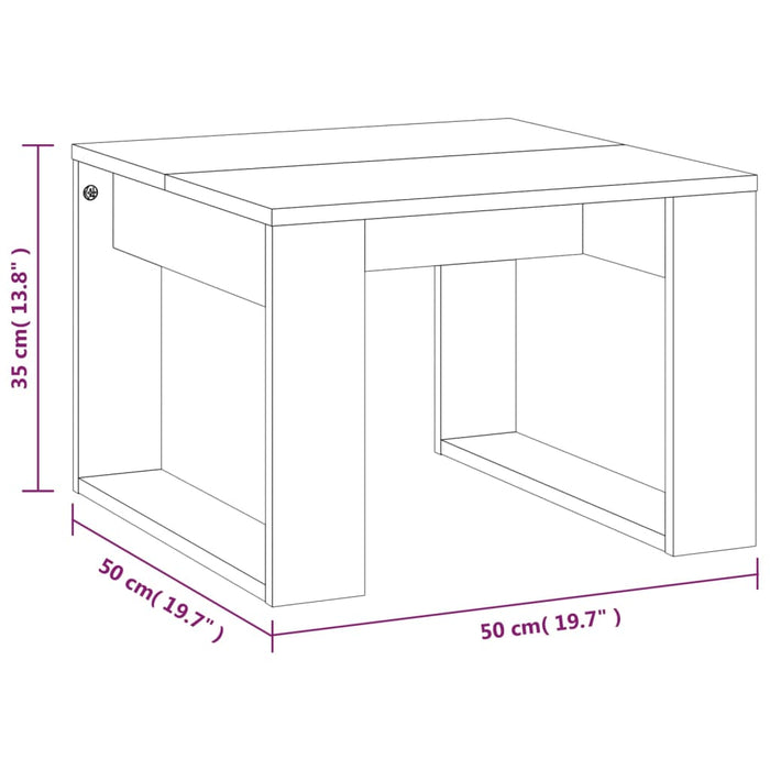 Sidebord brun eik 50x50x35 cm konstruert tre