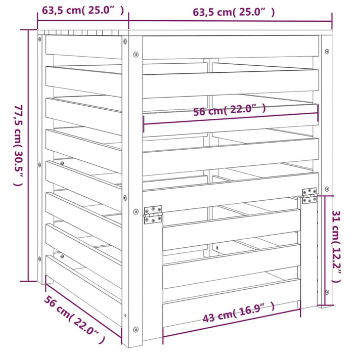 Kompostkasse 63,5x63,5x77,5 cm heltre furu